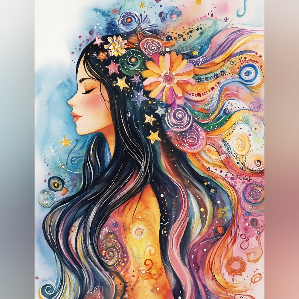 3pc=Beautiful Woman With Stars Prints